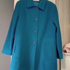 Vintage Herman Kay Bright Teal Wool Coat